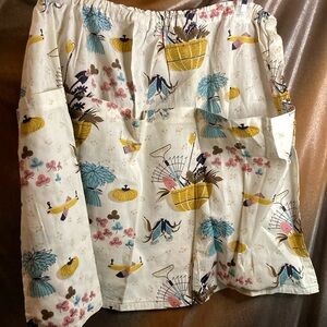 Vintage cream gardening fabric cotton apron with three LARGE pockets 410‎